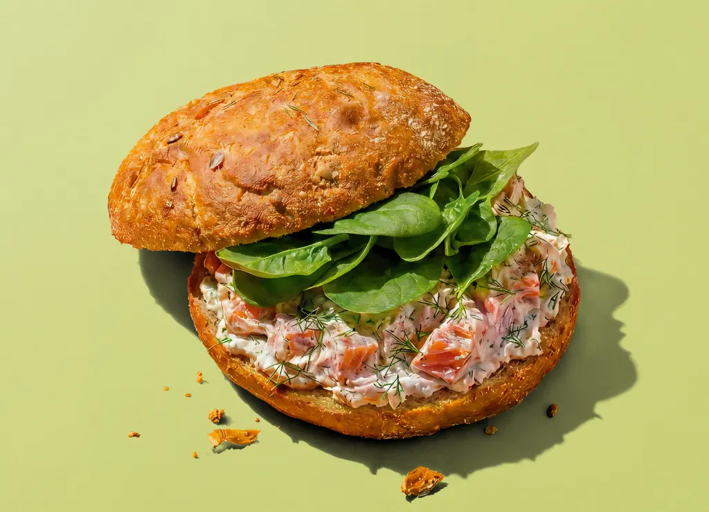 Smoked trout bagel