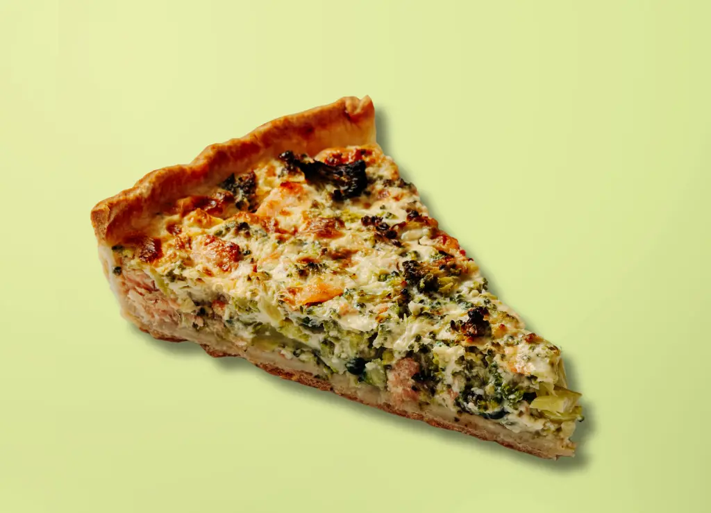 Salmon and broccoli quiche