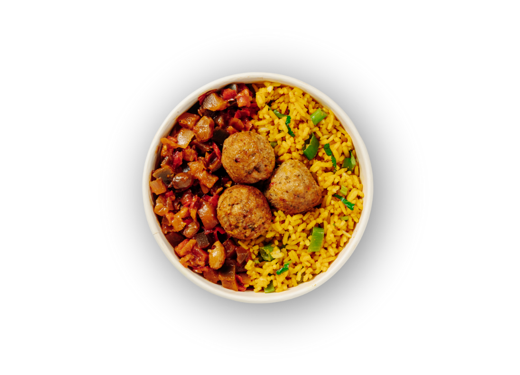 Oriental rice, falafels