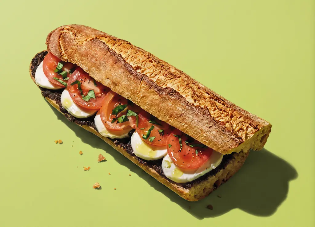 Mozzarella, tomatoes sandwich